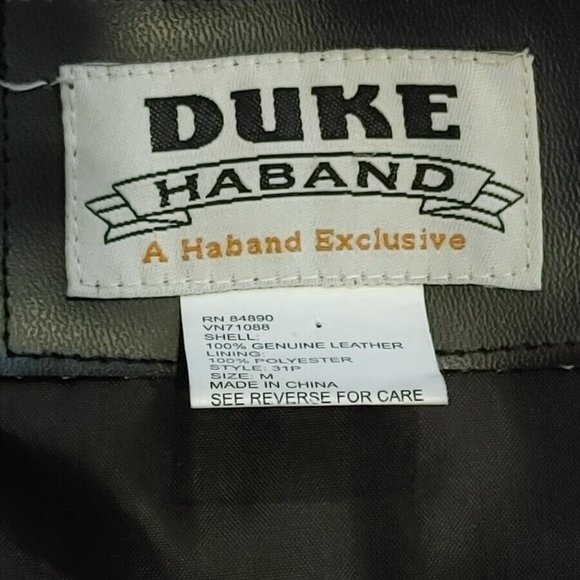 Duke Haband Vintage Patchwork Vest Men's LARGE Leather Black Motorcycle Riding - Picture 3 of 6